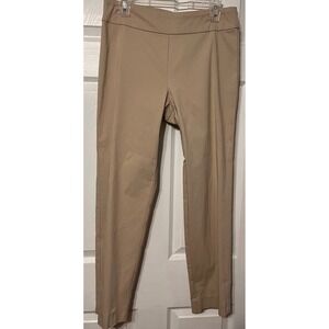 Krazy Larry Women Khaki Tan Pull On Ankle Pants Slim Fit Stretch Sz 10 USA